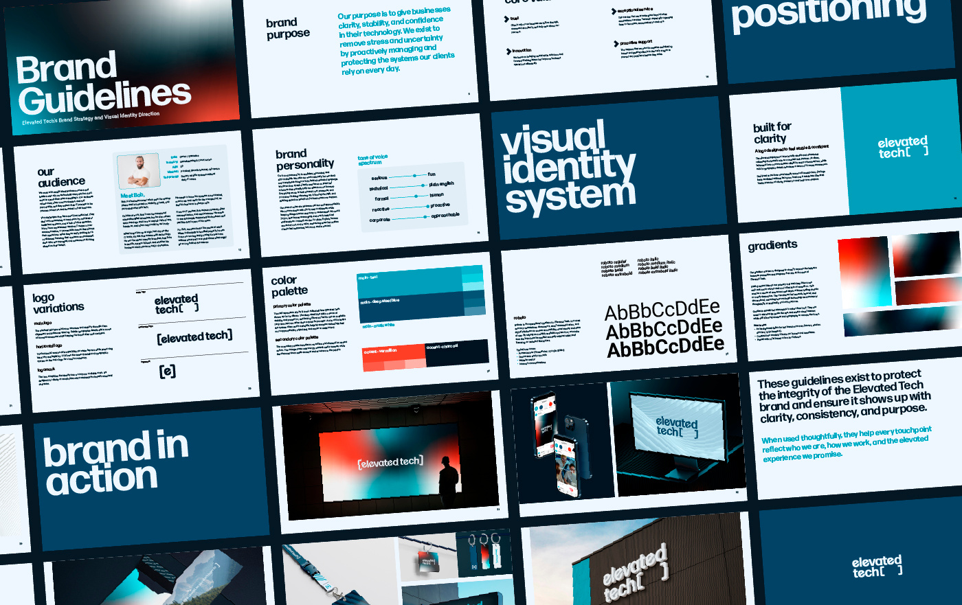 Elevated Tech — Brand Strategy & Visual Identity brand assets brand guidelines brand strategy branding design design thinking digital brand graphic design logo motion graphics presentation printed design sketches strategy vector visual identity