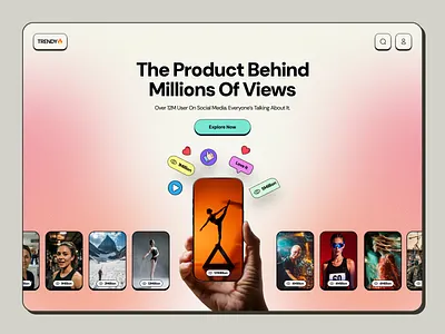 Viral Video Showcase Web Design landing page social media social media web social proof landing tranding ui ux ux design video social proof viral viral hero web design web ui