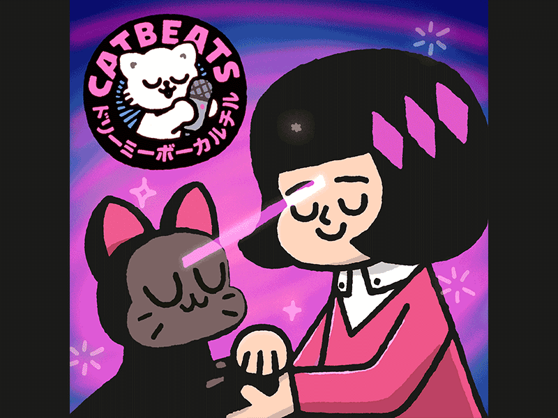 Catbeats animation 2d animation branding cartoon cat catbeats cute design doodle fantastic fun gif giphy girl graphic design illustration japanese kawaii magic ui