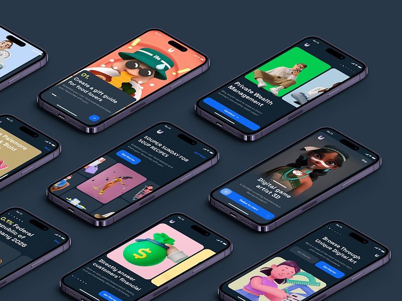 Darkmode Onboarding UI KIT app design illustration ios kit mobile onboarding starter template ui utilmate walkthroughs