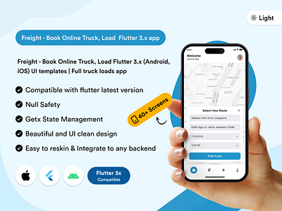 Freight - Book Online Truck, Load Flutter 3.x androidapp delivery app driver app flutter flutterui ios app online booking shipping track driver track order truck truck booking truck loading ui uiux