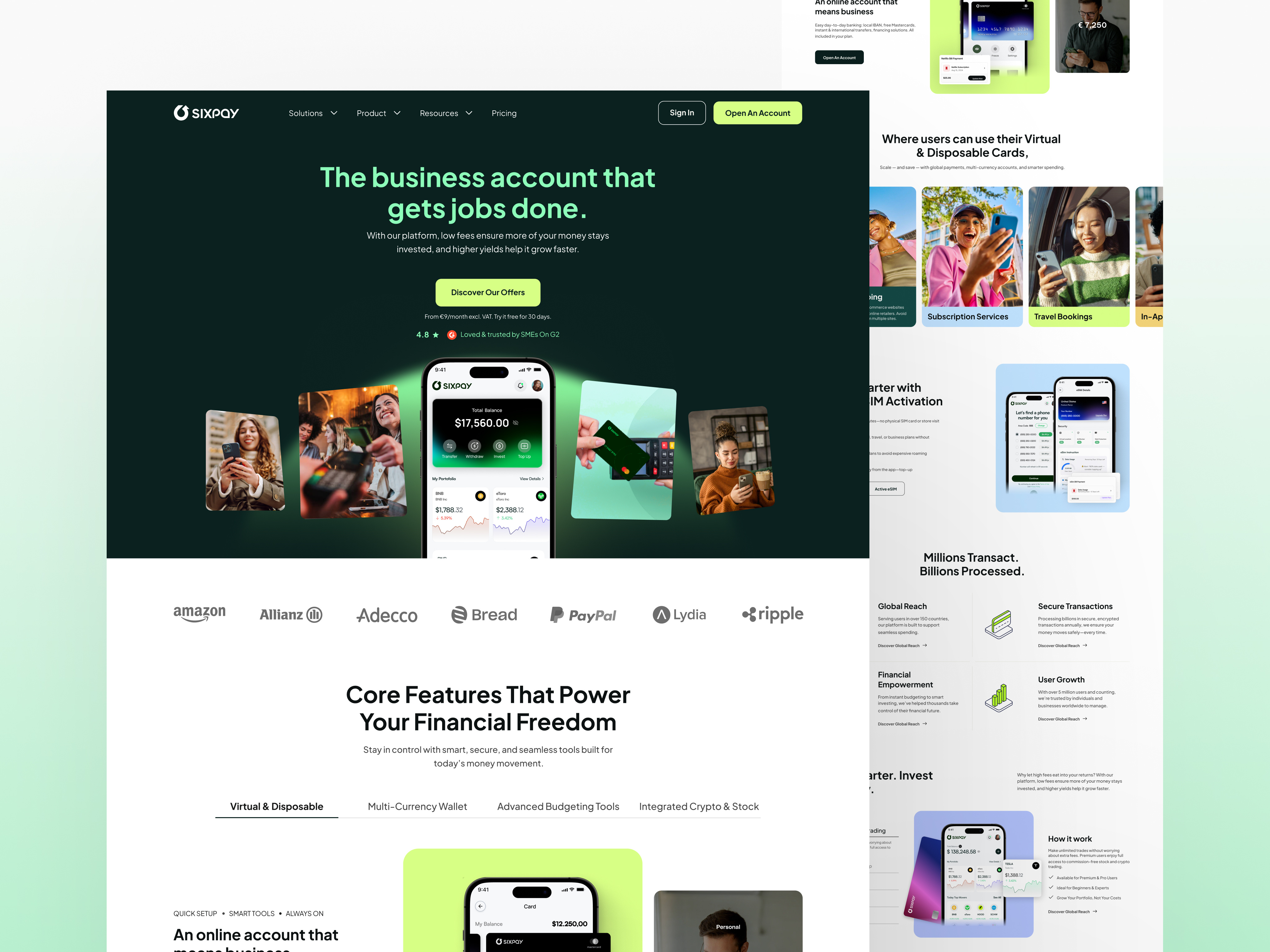 Sixpay - Fintech Homepage UI banking banking app designinspiration finance financial design fintech fintech design modern design modern ui motion design responsive web design ui ui animation uiux uiuxdesign user experience design user interface design ux web design website design