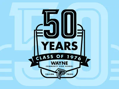 50 Year Class Reunion Design 50 50 years alumni badge celebration class reunion falcon highschool iowa school school reunion