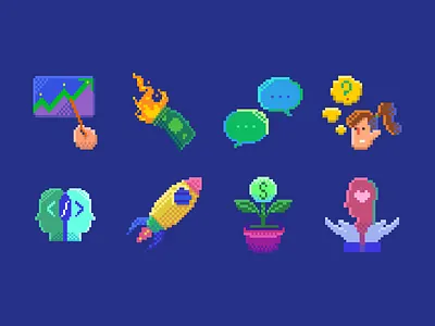 UI Kit Pixel Icons branding business chart chat finance getillustrations graphic design growth icons pixel pixel art pixel icons saas startup startup ideas ui design kit ui ux vector vector icons vector illustrations website ui