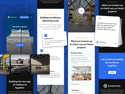 Constructo - Multipurpose Company Landing Page Mobile Responsive aluminium architecture blue building company component construction design system glass house landing multipurpose page property realtor responsive ui design ux design website work