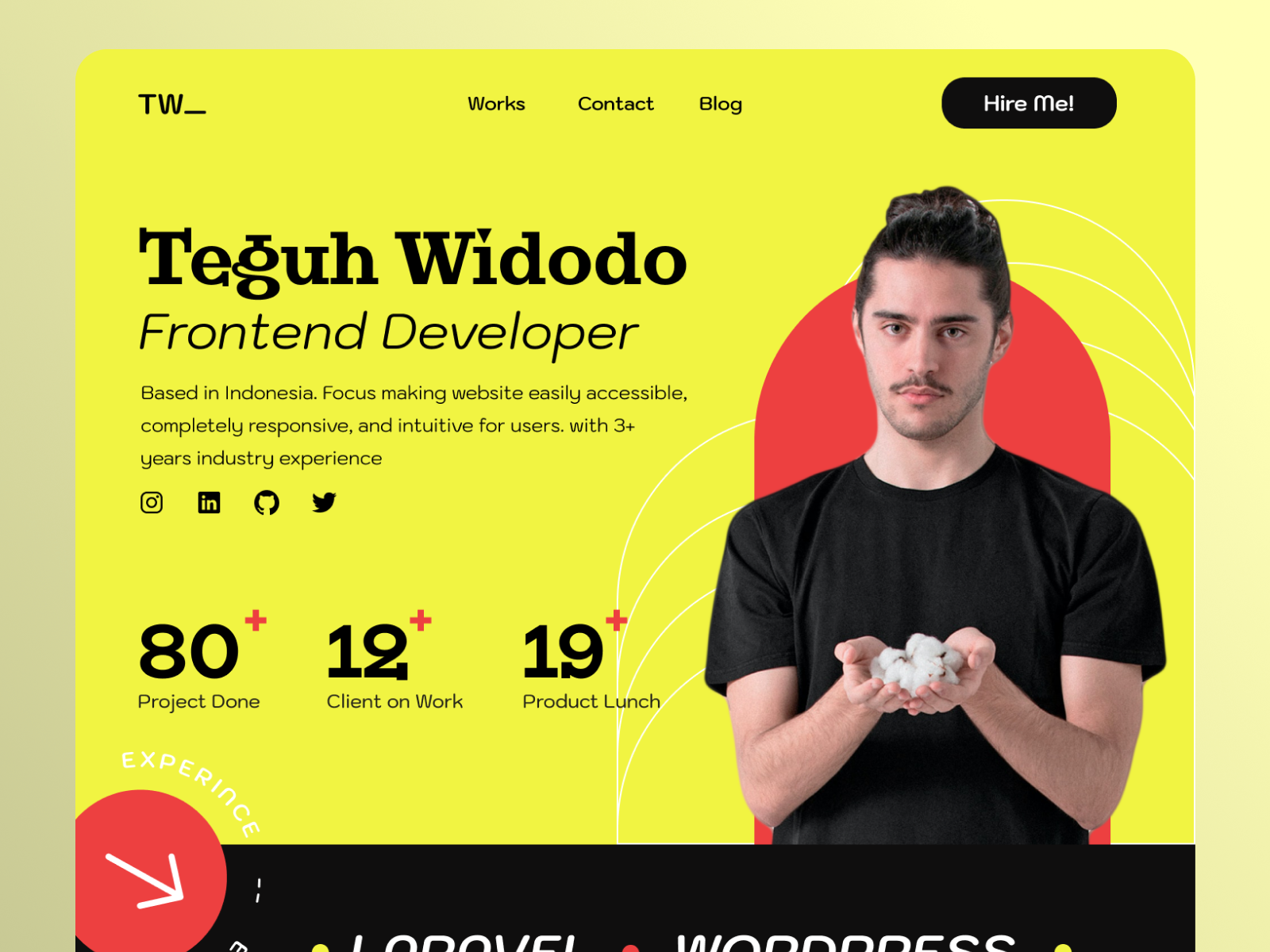Portfolio Landing Page Projects black clean colorfull landing page portfolio portfolio website ui uiux web website yellow