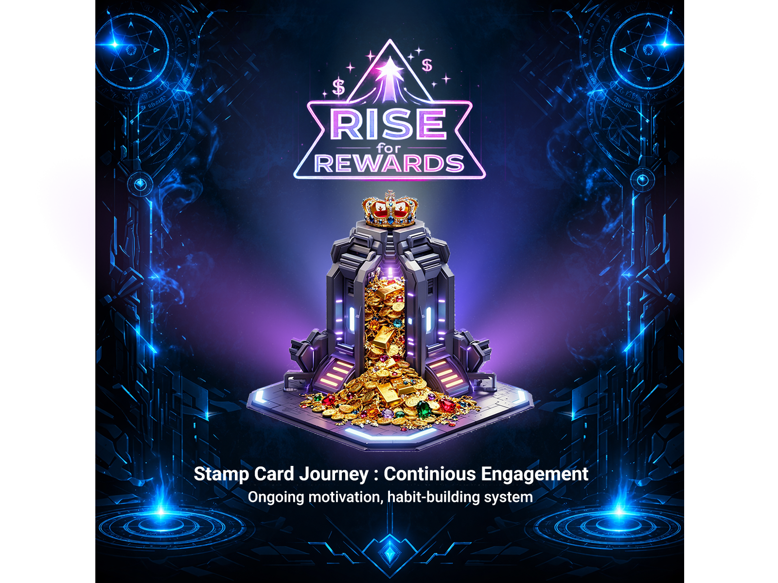 Ai Based Milestone rewards stamp card designed to boost sales ai based receipt verification animation engagement platform graphic design stamp card