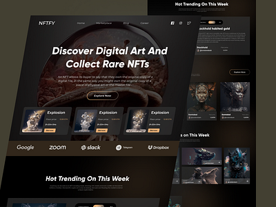 NFT Marketplace Website Design blockchain branding design design nft eher gradient illustration landing page marketplace nft platfrom token ui ux web web design website design