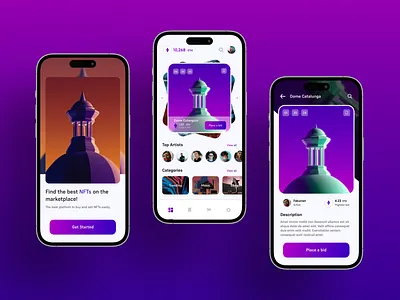 NFT Marketplace App adobexd app app design creative crypto design design inspiration figma interface iphone 14 iphone 14 pro marketplace mobile design nft portfolio ui ui design user interface ux web3