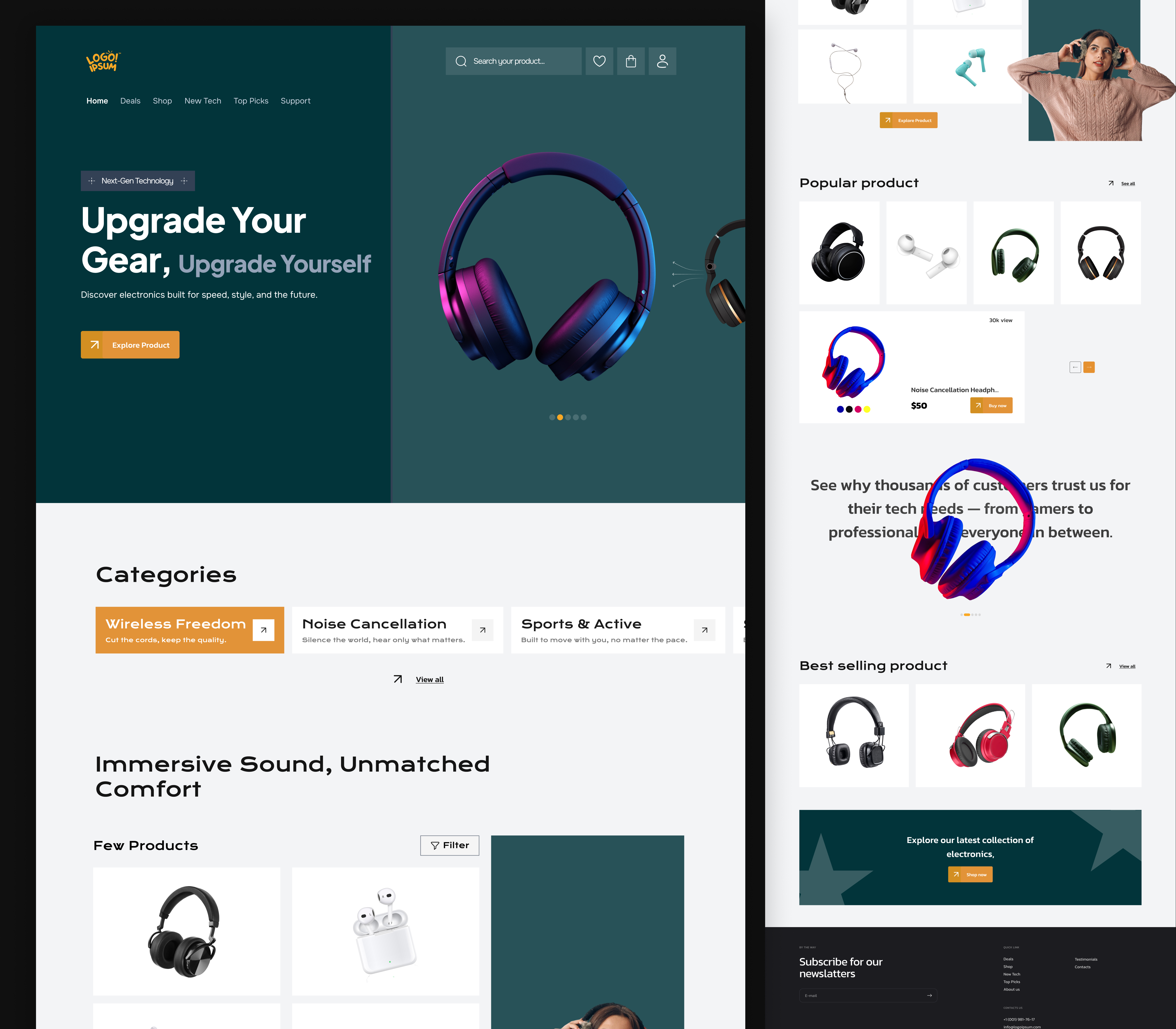 Modern E-commerce Electronics Website UI Design clean ui ecommerce electronics figma landing page modern design product design ui design ui ux designer ux design web ui website design