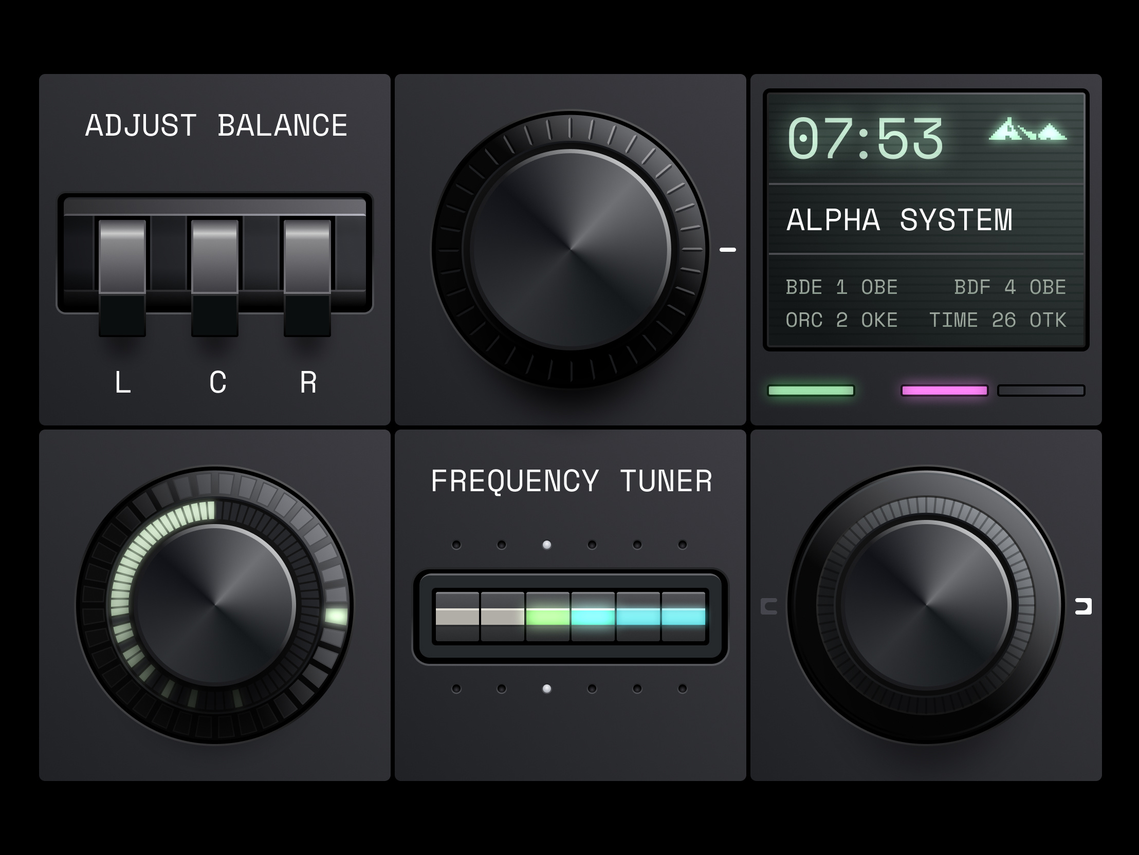 Retro Futuristic Control Panel UI Vol. 2 3d app design cyberpunk dark ui dashboard dashboard ui design interface minimal mobile ui neumorphism product design retro ui uidesign user experience user interface ux uxdesign web design