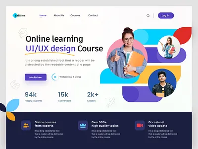 Online Education - Website Design animation application design dashboard design design education illustration landing page design logo design online education online learning single page website skills uiux website animation website design