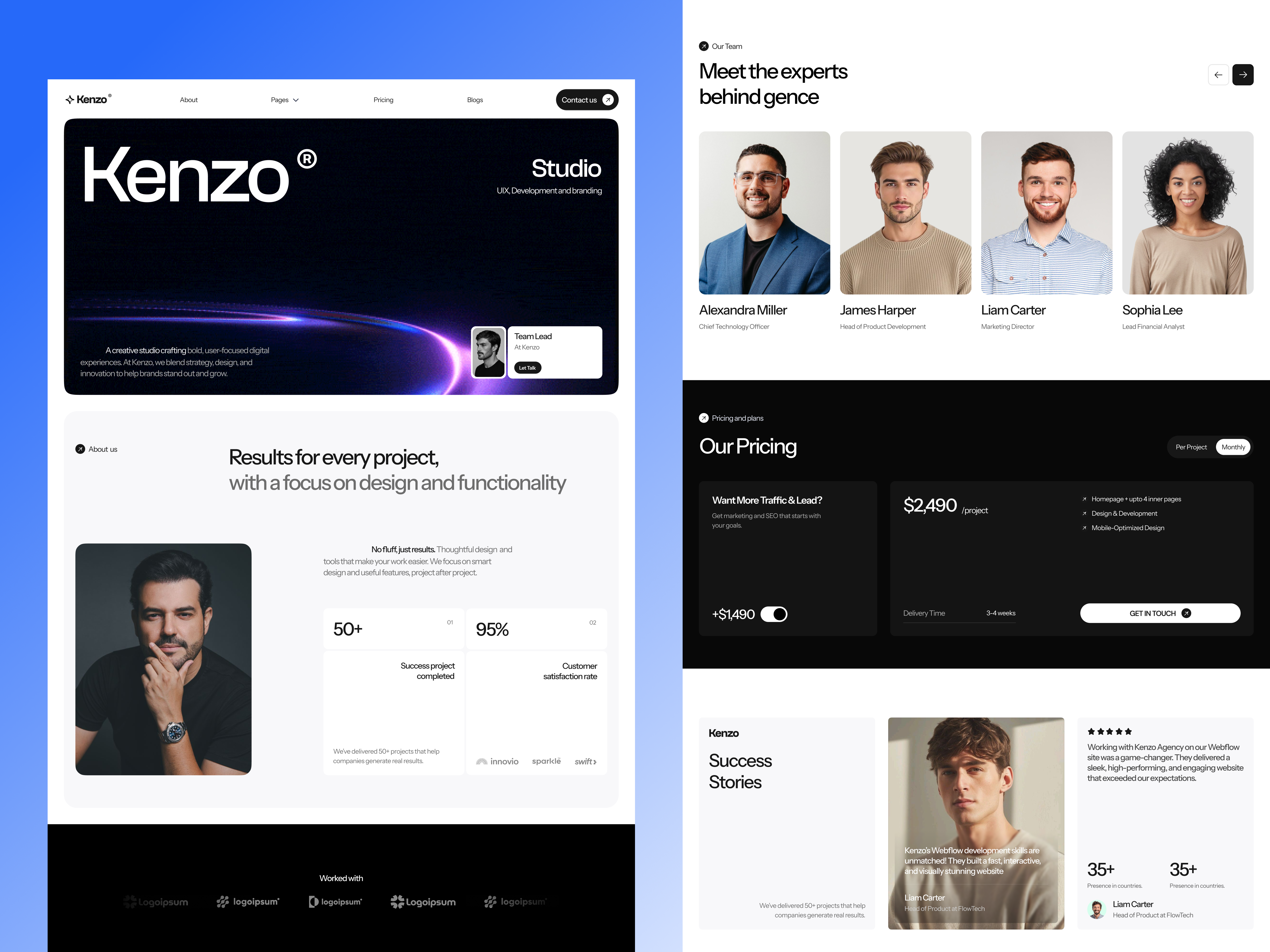 Kenzo Studio – Modern Digital Agency Website branding design figma figmadesign landing page madeinwebflow nocode ui webflow