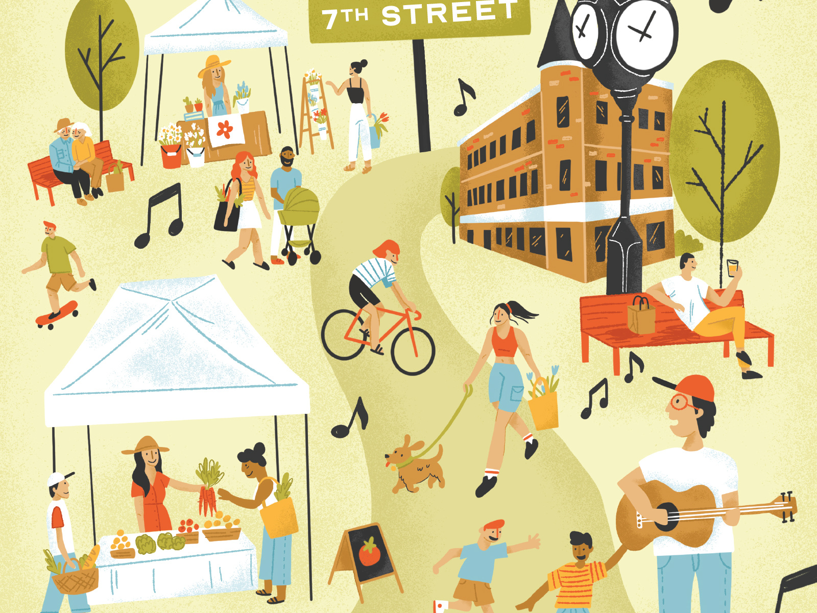 Perkasie Farmer's Market Poster Illustration
