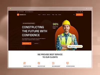 Construction Landing Page — UI/UX Design business website clean ui construction construction website corporate website industrial design landing page modern ui service website web design website design