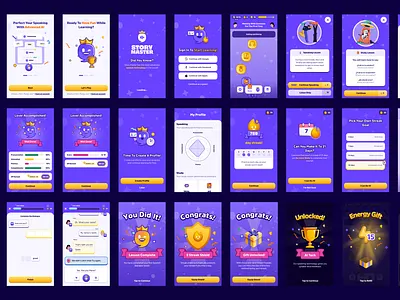 StoryMaster App agency ai app appstore branding chat dashboard icons illustrations ios journey leaderboard learning logo mobile onboarding story storymasters tool unfold