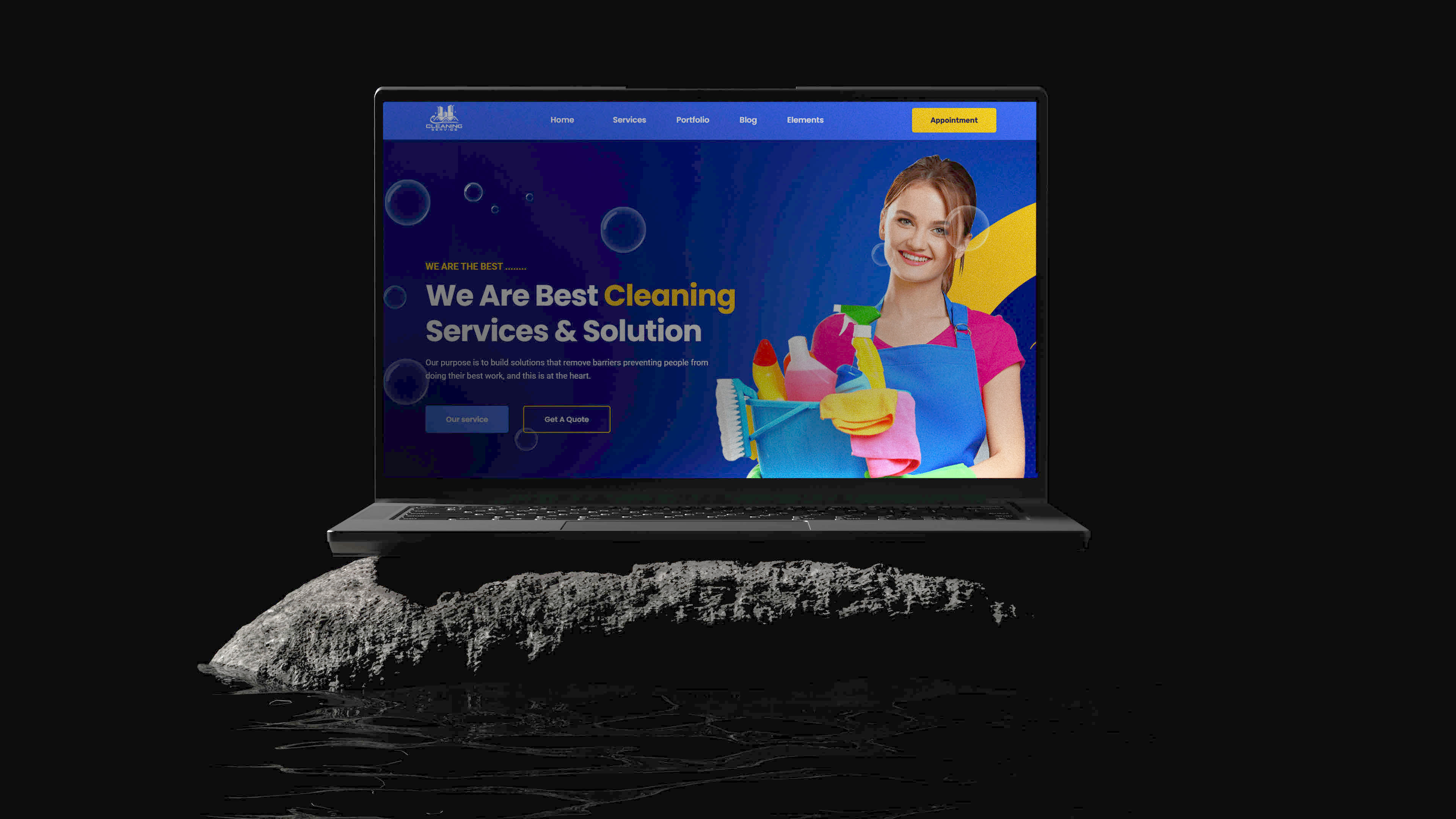 Cleaning Services Landing Page Design agency portfolio blue theme business website clean layout cleaning service website corporate web creative design digital product landing page modern ui professional web design service industry ui ui design user experience ux design visual identity web design website development