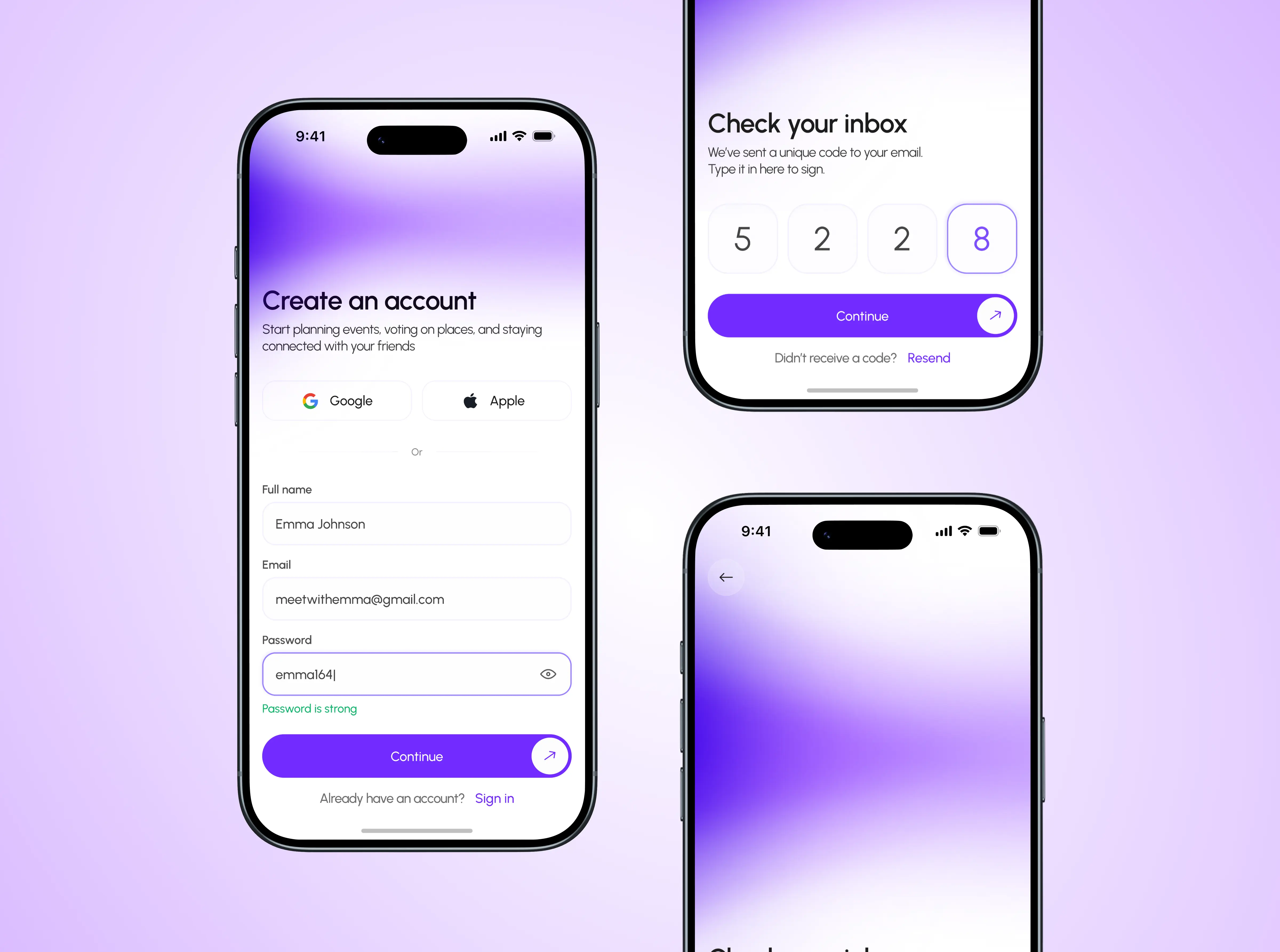 Login Signup Page - Social Event Planning App app login ux design
