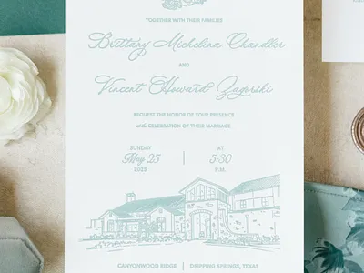 Brittany and Vince Wedding Suite illustration invitation stationery typography wedding