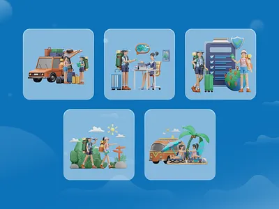 3D Travel Illustrations 3d branding design graphic design icons illustration