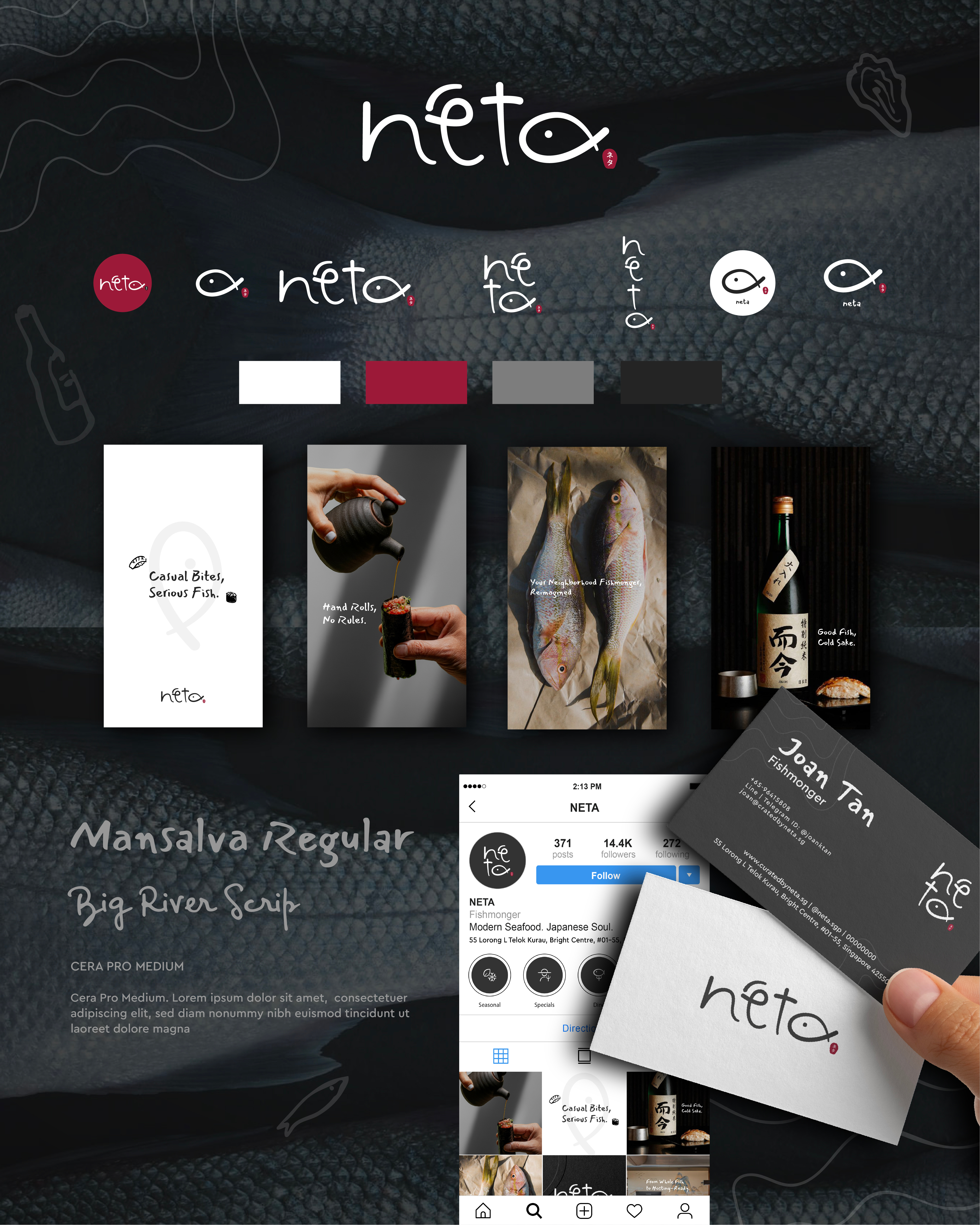 NETA - fishmonger asian bistro brand style chef fish food branding hospitality hotel luxury mexican minimal restaurant branding restaurant logo sushi