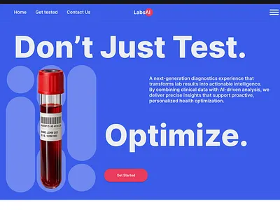 Medical Website - AI Powered Insights for Blood Testing Lab ai insights blood work branding health tech healthcare here section landing page medical ui web design website