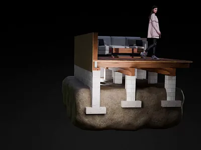 Crawlspace Cutaway Model 3d animation illustration