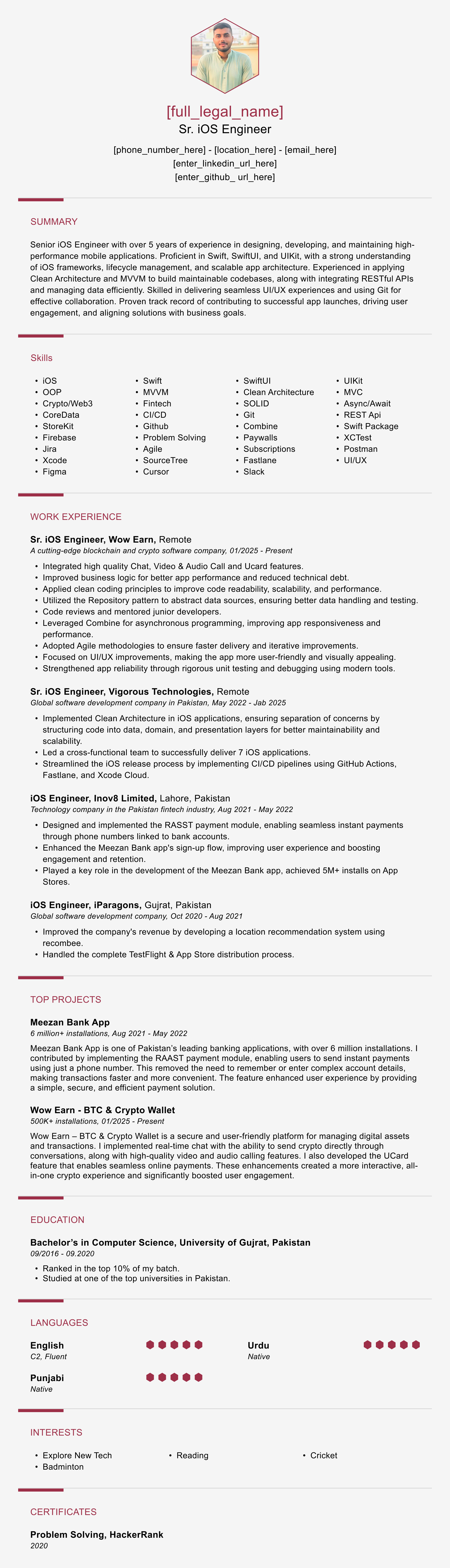 Professional CV Template cv design graphic design resume ui