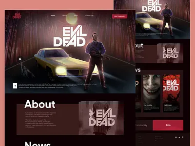 Evil Dead Rise - Horror Website UI Design cinematic landing page cinematic ui cinematic website dark mode entertainment ui evil dead evil dead rise haunted website horror horror movie website horror website landing page modern ui movie website scary ui design ui ux design web design website website design