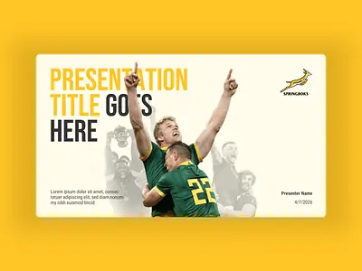 SA Rugby - PowerPoint Template athletic branding design google slide graphic design pitch deck powerpoint template presentation design rughby sa sports springboks yellow