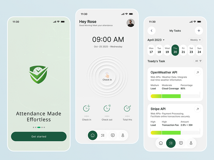 Attendance & Task Management Mobile App by Md Uzzal Hossain on Dribbble
