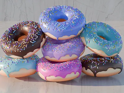3d render view of Donuts 3d animation blender branding graphic design logo motion graphics render ui