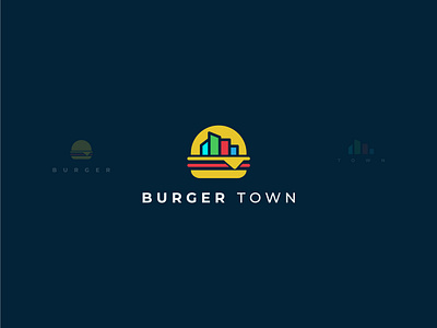 Burger Town branddesign brandidentity branding buildingd burgercitylogo burgerlogo business card design design designfreke foodcitylogo foodlogo illustration logo townlogo vector