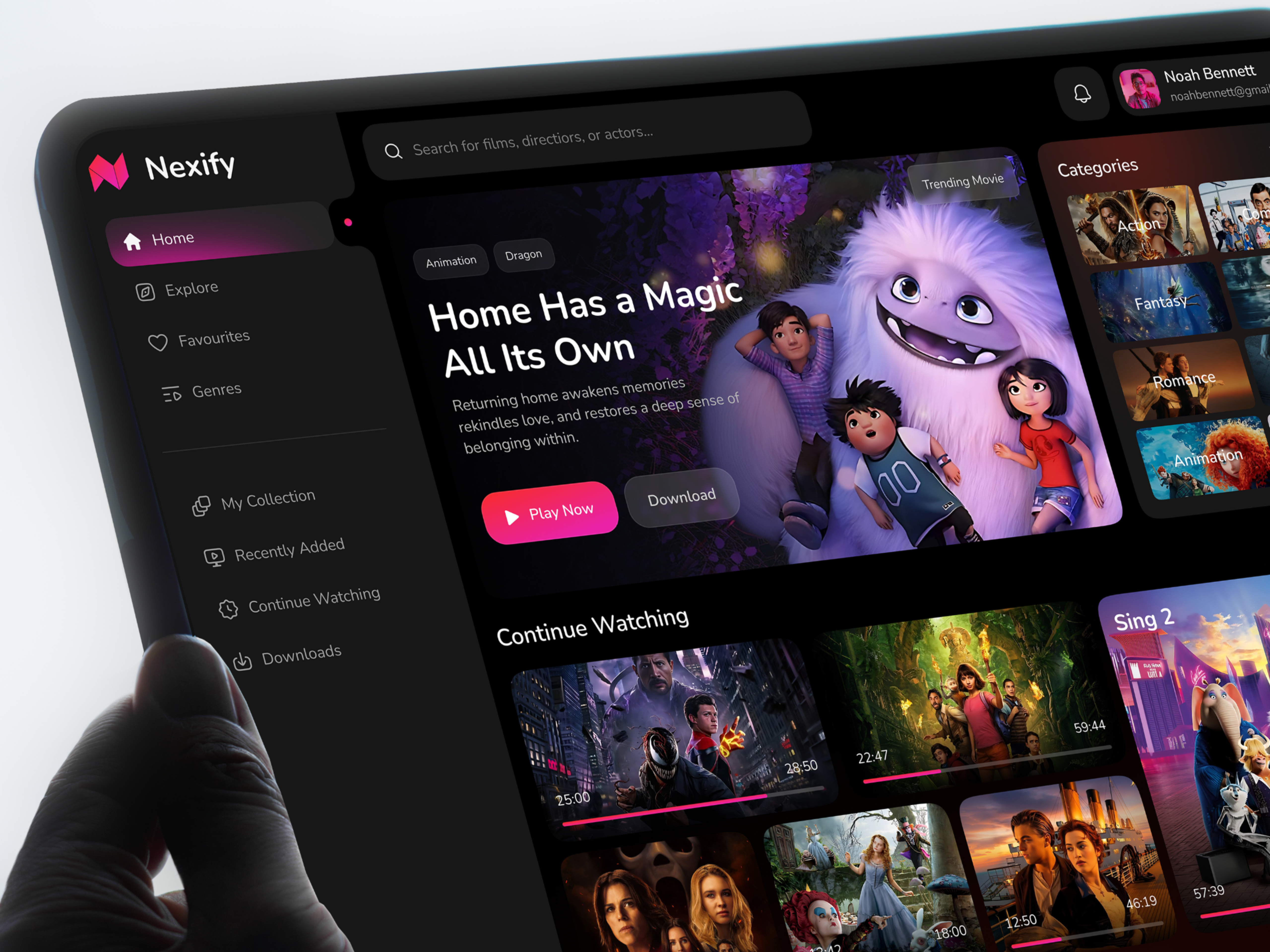 Movie Streaming Dashboard UI - Content Analytics & Media Control content platform dark ui dashboard ui entertainment entertainment dashboard movie movie streaming ott platform streaming streaming app streaming dashboard uiux video streaming web app