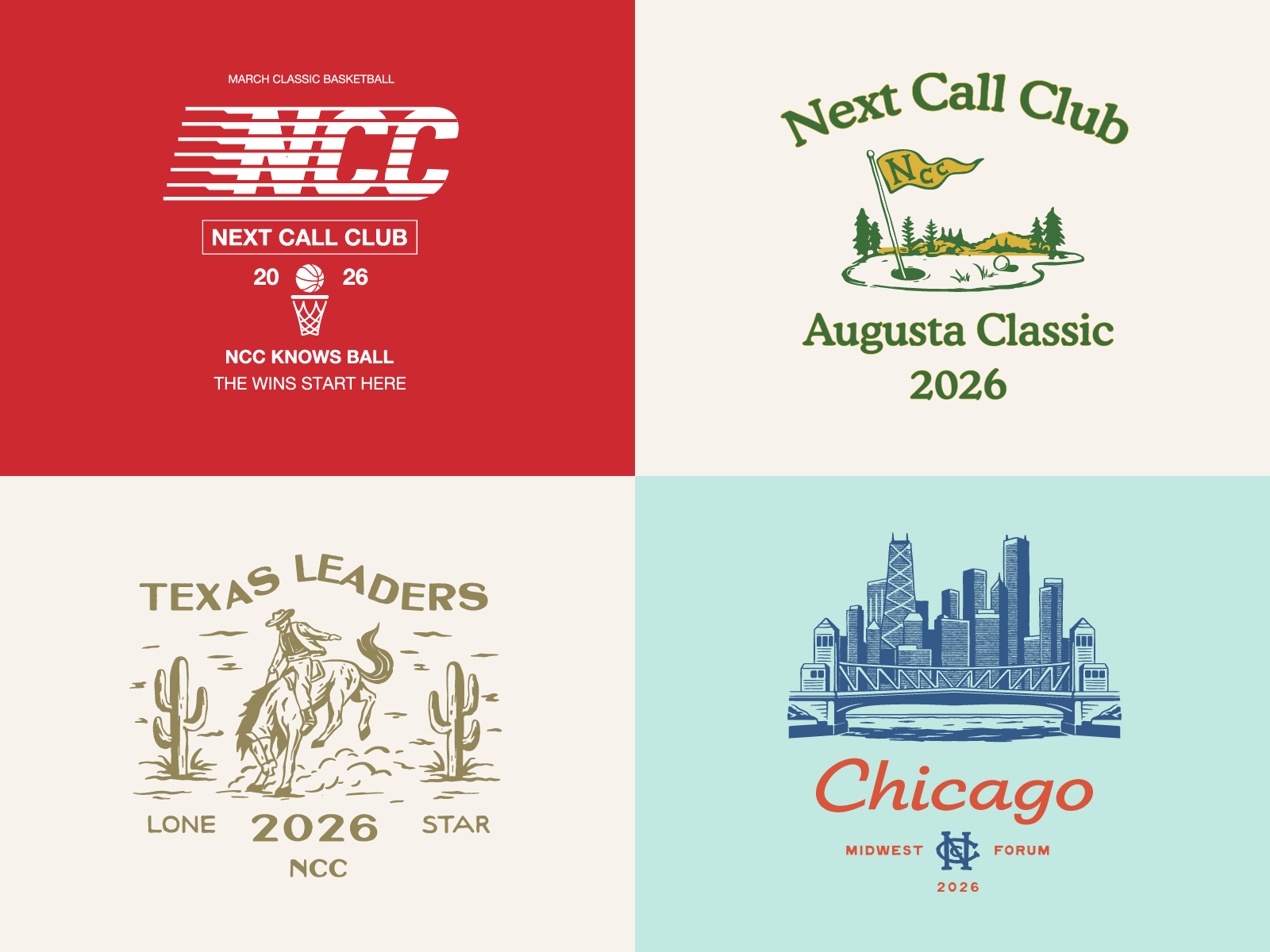 Next Call Club: Merch Design | Full Preview apparel badge basketball graphic branding classic typography design graphic design graphic tee collection illustration logo retro apparel graphic retro logo set sports branding vector vintage illustration vintage sports design western illustration