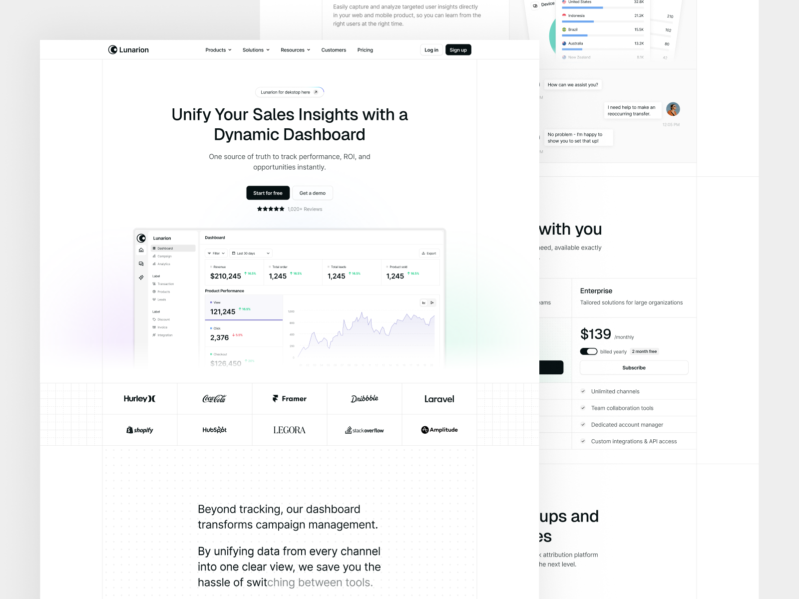 Lunarion - Sales Landing Page clean landing landing page marketing marketing landing page sales sales landing page ui ui design ui ux web design website