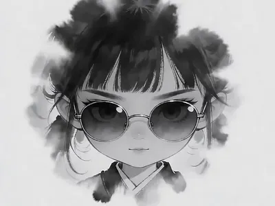 AIGC - Skateboard Girl with Ink Painting Style ai video animation opening artificial intelligence art black and white illustrations ink painting style short videos skateboard girl