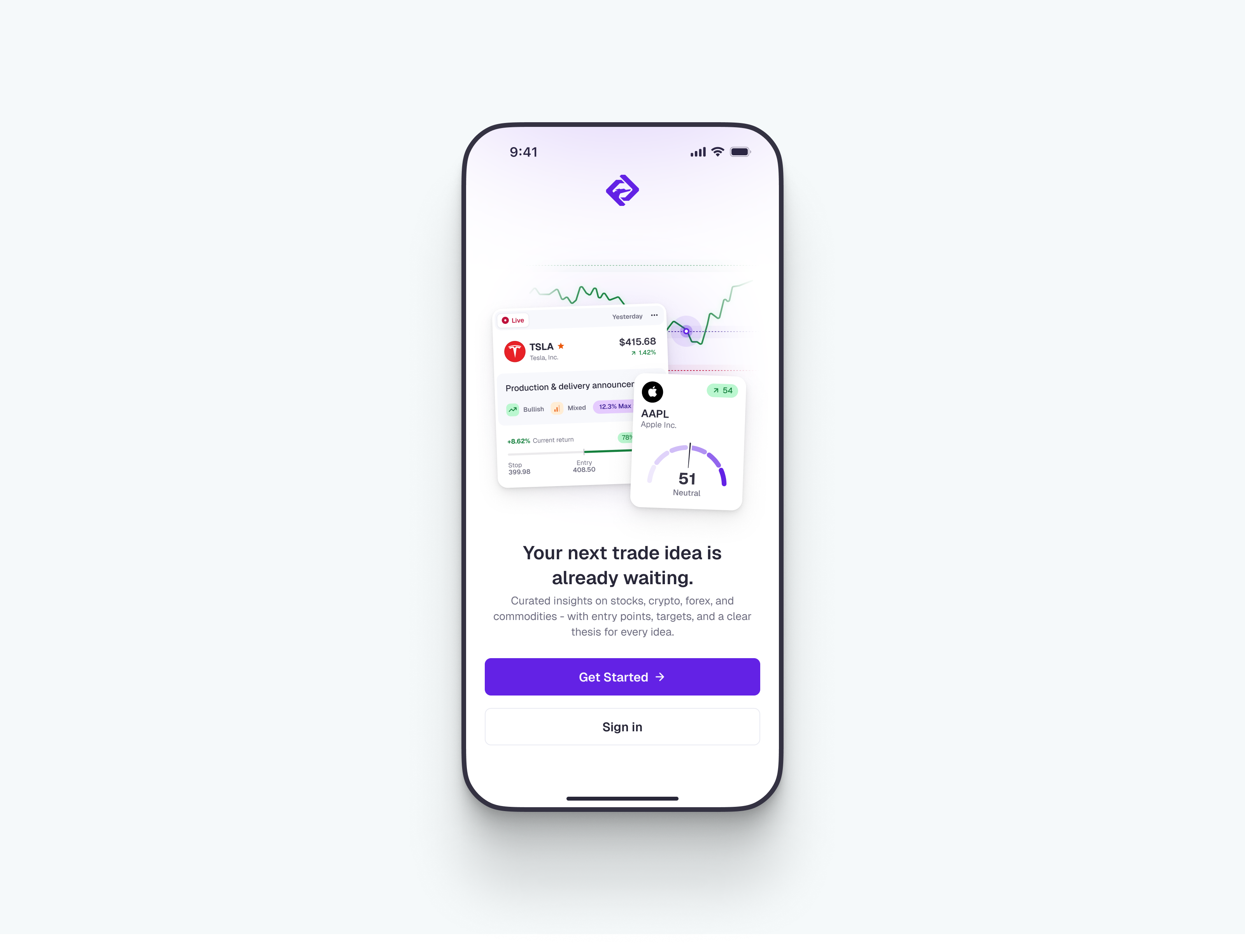 Edge Hound - Intro screen for investing app
