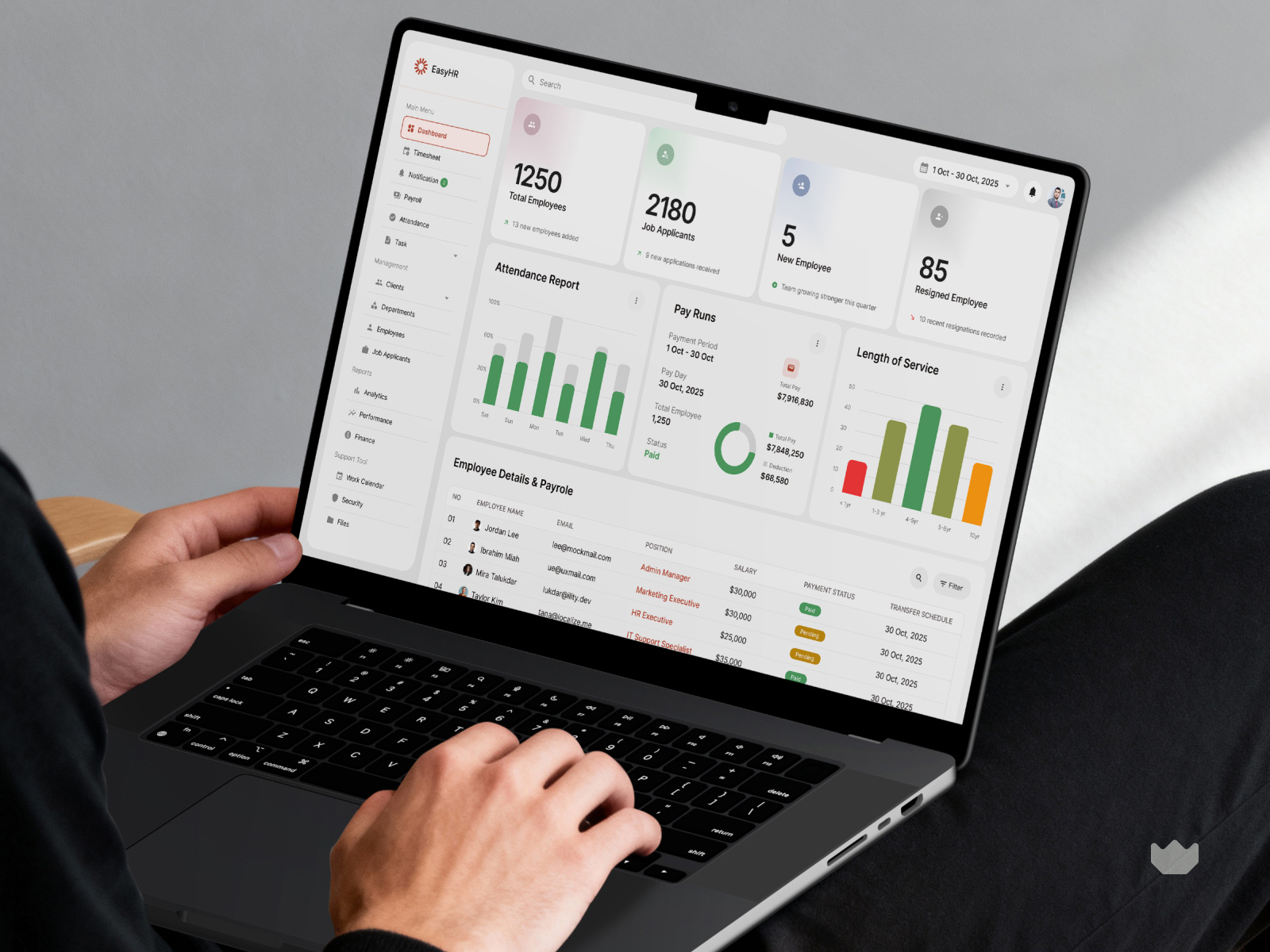 EasyHR - HR & Payroll Dashboard 💼 admin panel analytics dashboard dashboard dashboard ui employee management fintech ui hr hr analytics dashboard hr dashboard hr management system hr saas dashboard hr software ui hr system management dashboard product design saas saas dashboard uiux web app