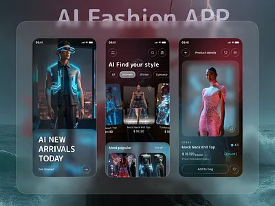 AI Fashion App-Smart Style Discovery & Futuristic Shopping UI ai app ai fashion app ai fashion assistant app ai wardrobe mobile app artificial intelligence card city app ecommerce ecommerce app fashion app ios iphone app mobile mobile app online shop shopping app smart wardrobe ui ux تطبيق أزياء بالذكاء الاصطناعي