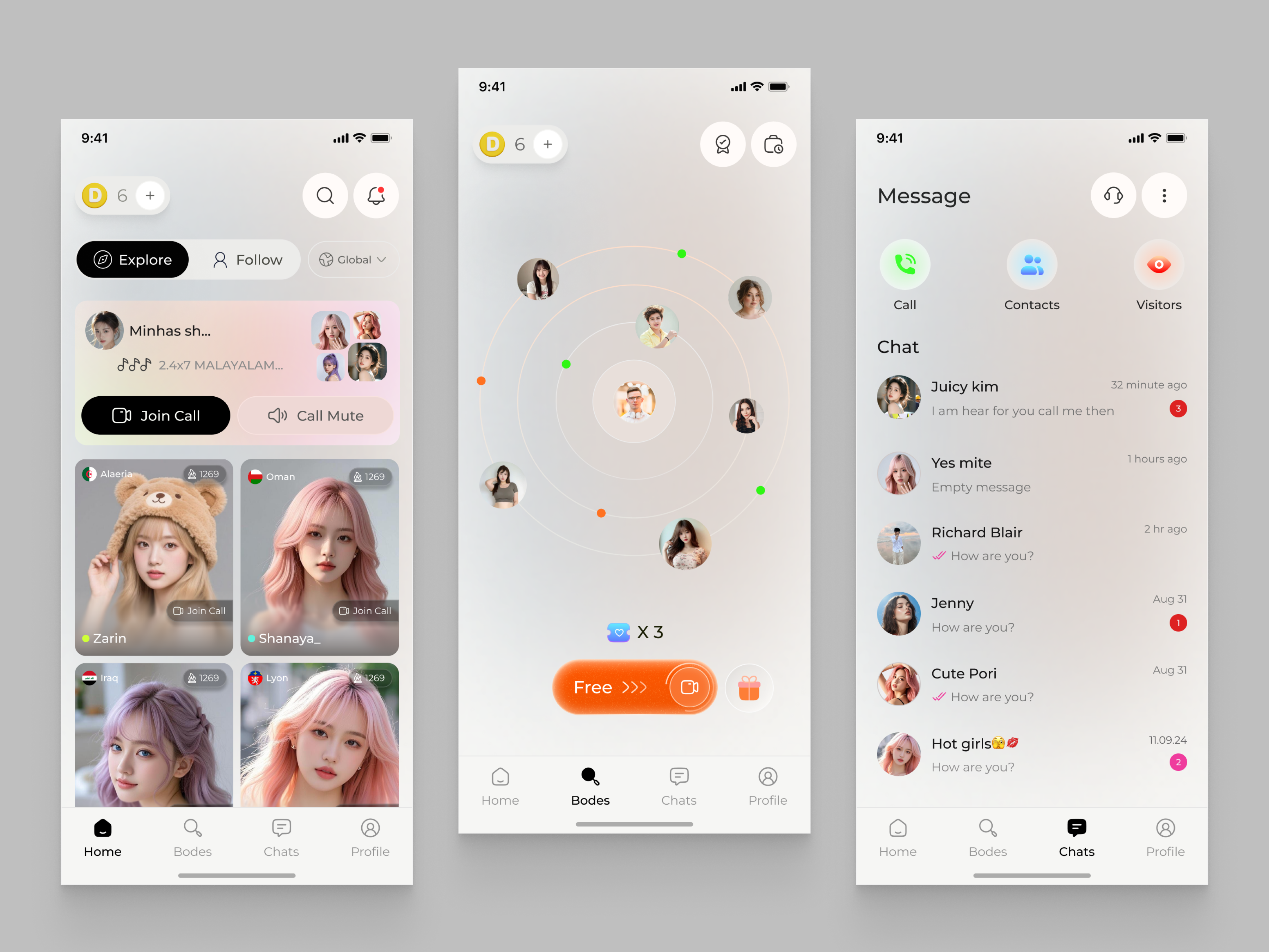 Dating Mobile App ai ai app design ai girlfriend app chat clean dating dating app love app matchmaking mobile mobile app social app social media swipe ui ui design ux video app voice chat