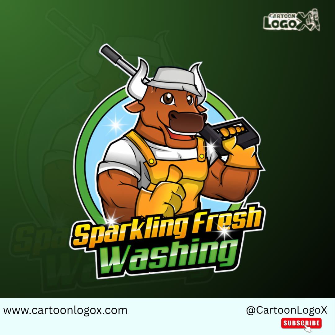 Sparkling Fresh Washing Logo Design | Branding By CartoonLogox