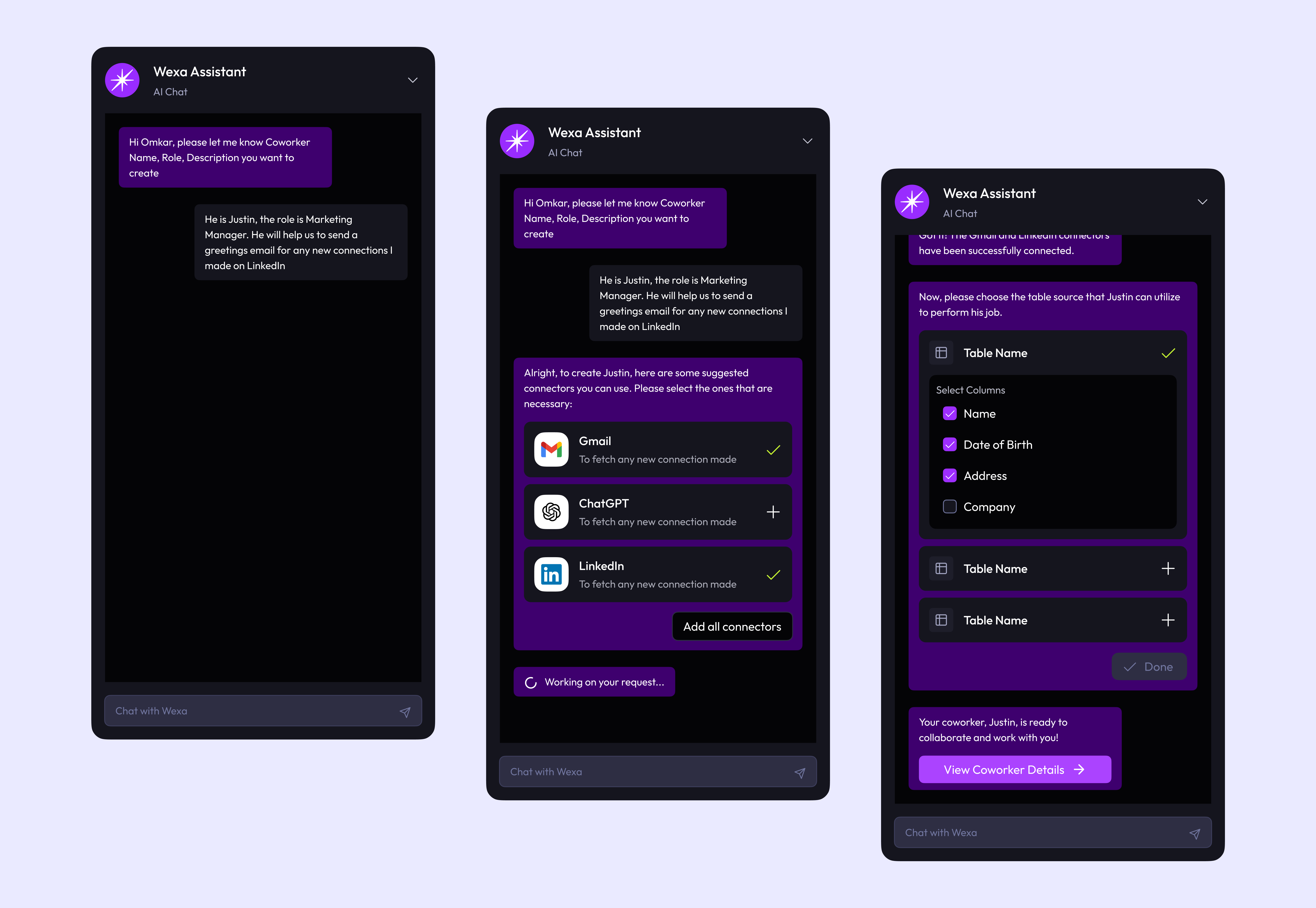 Wexa Studio | Conversational AI Setup ai agent ai assistant ai chat ai coworker conversational ui productdesign saas ux