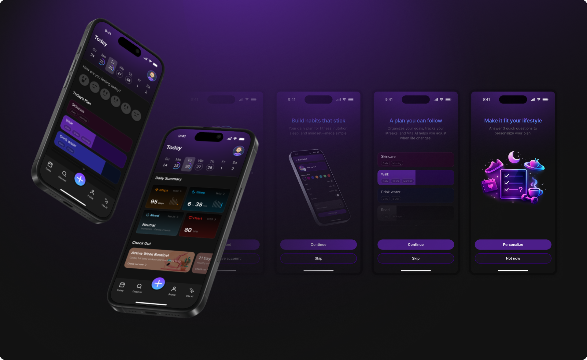 Health & Wellness App app habit tracking ui ux uxui