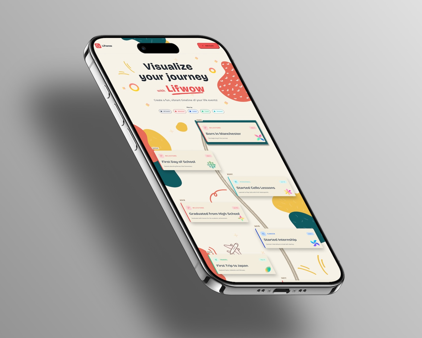 Life Events Timeline App Design & Development app css design development figma front end development illustration react ui ux web