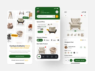Furniture App UI Design | Furniture Store Mobile App UIUX Design android app ui design app ux design application design design figma furniture app furniture app ui furniture ecommerce app furniture store app mobile app ui ui design ux ux design