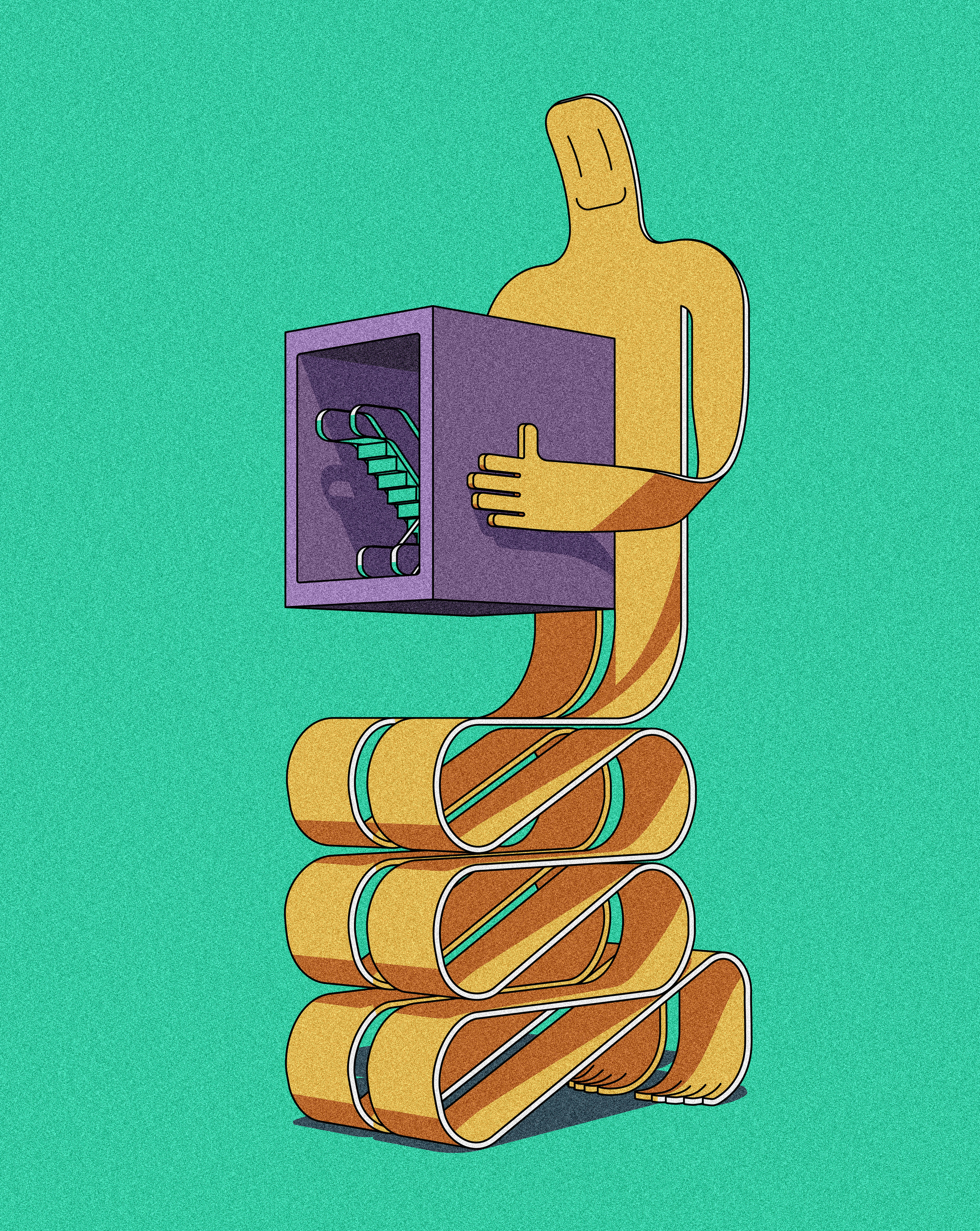 elevator pitch 3d comic elevator gen z illustration line line art vector