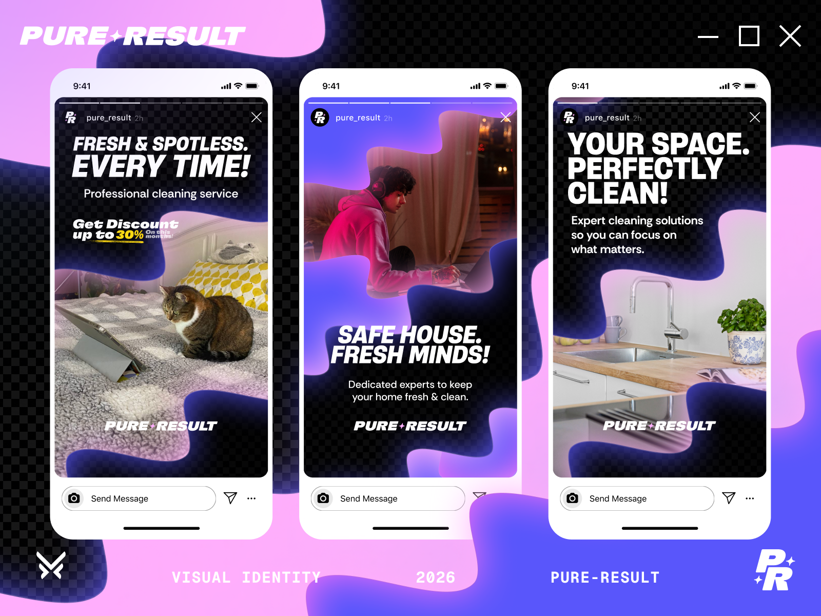 PureResult - Visual Identity bold brand identity branding clean cleaning fresh illustration letter logo logotype mase maserekt monogram pattern symbol visual water wordmark