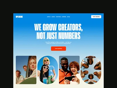 Upfluence: Content Creator Platform Hero Section b2b creators platform design design studio landing landing page ui ux web design website design