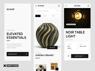 E-commerce Mobile App app branding design e commerce figma luxury ui marketplace minimalism mobile app modern ui shop ui ux
